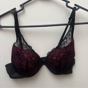 Victoria’s Secret Sexy Littles Things Push Up Bra Hot Pink Black Lace Sz 34B